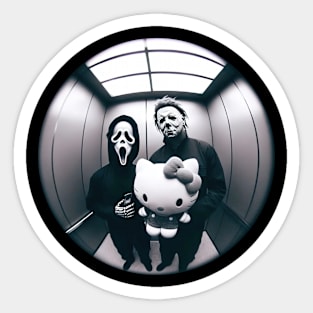 Michael Ghostface With Cute Cat Sticker